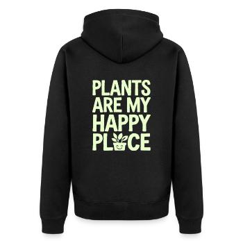 Les plantes sont mon lieu de bonheur végétalien végétarien - Veste à capuche bio Premium Unisexe - noir - Dos - Nico (187cm)