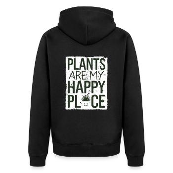 Pflanzen Sind Mein Glücksort Vegan Vegetarian - Unisex Premium Bio Zip Hoodie - Schwarz - Hinten - Nico (187cm)