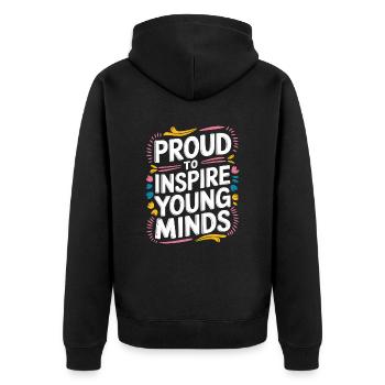 Proud to inspire young minds Teachers - Unisex Premium Organic Zip Hoodie - black - Back - Nico (187cm)