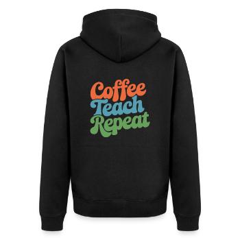 Coffee Instructor Répéter la routine quotidienne - Veste à capuche bio Premium Unisexe - noir - Dos - Nico (187cm)