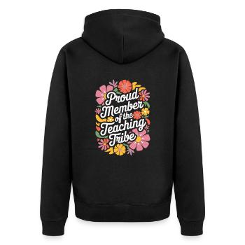 Stolzes Mitglied des Lehrer-Stammes - Unisex Premium Bio Zip Hoodie - Schwarz - Hinten - Nico (187cm)