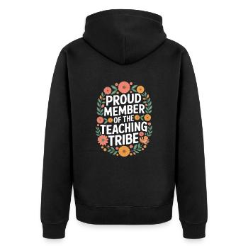 Proud member of the teacher tribe - Unisex Premium Organic Zip Hoodie - black - Back - Nico (187cm)