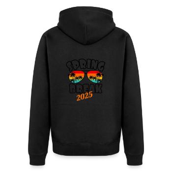 Spring Break 2025 Retro Sunset & Beach - Unisex Premium Organic Zip Hoodie - black - Back - Nico (187cm)