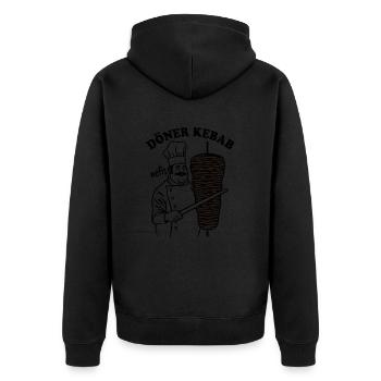 Döner Kebab - Fast Food - Spruch - Unisex Premium Bio Zip Hoodie - Schwarz - Hinten - Nico (187cm)