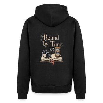Lié au temps chat magique avec livre - Veste à capuche bio Premium Unisexe - noir - Dos - Nico (187cm)