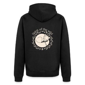 Spirit Of The Wild Fuchs Naturverbunden - Unisex Premium Bio Zip Hoodie - Schwarz - Hinten - Nico (187cm)