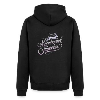 Moonbound Traveler Bunny Jump Fantasy - Unisex Premium Organic Zip Hoodie - black - Back - Nico (187cm)