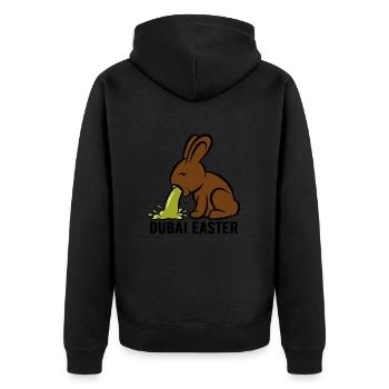 Lapin de Pâques vomissant - Dubaï Pâques - Pâques - Veste à capuche bio Premium Unisexe - noir - Dos - Nico (187cm)