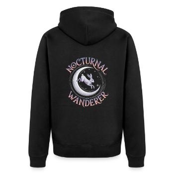Nocturnal Wanderer Hare Moon Art - Unisex Premium Organic Zip Hoodie - black - Back - Nico (187cm)