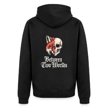 Entre deux mondes motif tête de renard - Veste à capuche bio Premium Unisexe - noir - Dos - Nico (187cm)
