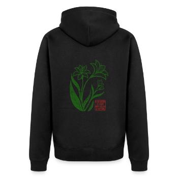 Blumen - Frühling - Soyez le soleil - Spruch - Veste à capuche bio Premium Unisexe - noir - Dos - Nico (187cm)