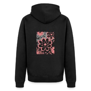 Blumen - Frühling - Sommer - Spruch - Unisex Premium Bio Zip Hoodie - Schwarz - Hinten - Nico (187cm)