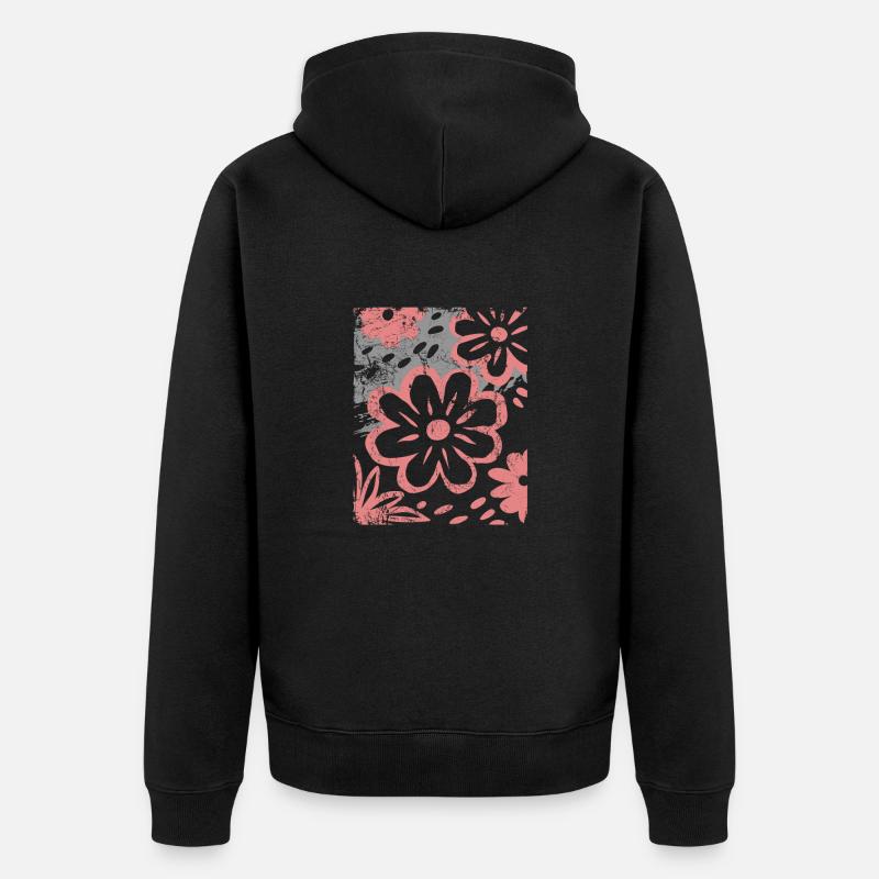 Fleurs - Printemps - Été - Dire - Veste à capuche bio Premium Unisexe - noir