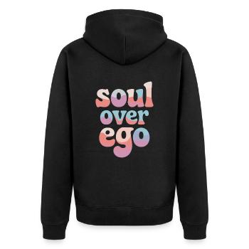 Seele Über Ego Spiritualität Ausdruck - Unisex Premium Bio Zip Hoodie - Schwarz - Hinten - Nico (187cm)
