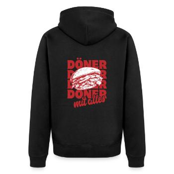 Döner Mit Alles - Döner Kebab - Fast Food - Spruch - Unisex Premium Bio Zip Hoodie - Schwarz - Hinten - Nico (187cm)