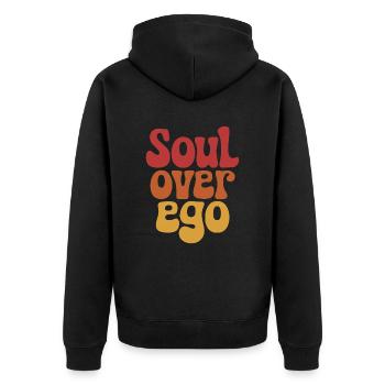 Seele Über Ego Inspirierende Spiritualität - Unisex Premium Bio Zip Hoodie - Schwarz - Hinten - Nico (187cm)