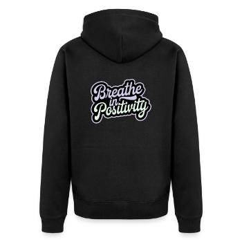 Positivity: Inspirational - Unisex Premium Organic Zip Hoodie - black - Back - Nico (187cm)