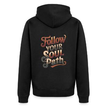 Suivez le chemin de votre âme Citation inspirante - Veste à capuche bio Premium Unisexe - noir - Dos - Nico (187cm)