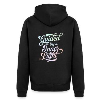 Guided by Inner Light Inspirational - Unisex Premium Organic Zip Hoodie - black - Back - Nico (187cm)