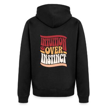 Intuition Statt Instinkt Inspirierende - Unisex Premium Bio Zip Hoodie - Schwarz - Hinten - Nico (187cm)
