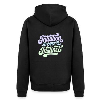Intuition Über Instinkt Inspirierendes - Unisex Premium Bio Zip Hoodie - Schwarz - Hinten - Nico (187cm)
