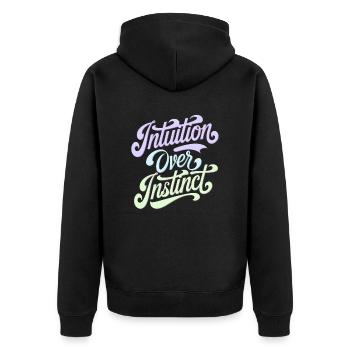 Intuition Über Instinkt Inspirierendes - Unisex Premium Bio Zip Hoodie - Schwarz - Hinten - Nico (187cm)