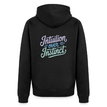 Intuition Über Instinkt Inspirierendes Zitat - Unisex Premium Bio Zip Hoodie - Schwarz - Hinten - Nico (187cm)
