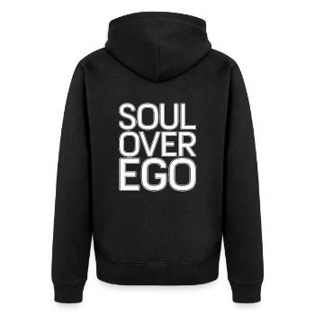 Soul Over Ego Inspirational Spirituality Quotes - Unisex Premium Organic Zip Hoodie - black - Back - Nico (187cm)