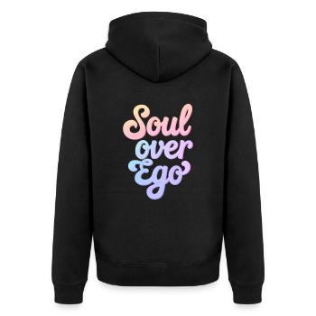 Soul Over Ego Inspirational Spirituality Quotes - Unisex Premium Organic Zip Hoodie - black - Back - Nico (187cm)