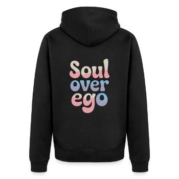 Citation sur la spiritualité de l’âme sur l’ego - Veste à capuche bio Premium Unisexe - noir - Dos - Nico (187cm)