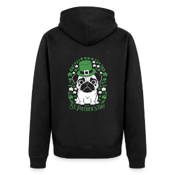 Carlin de la Saint-Patrick avec un chien mignon et - Veste à capuche bio Premium Unisexe - noir - Dos - Nico (187cm)