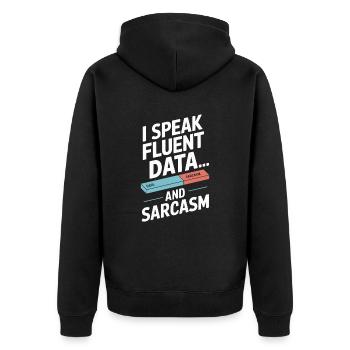 Je parle couramment les données et le sarcasme - Veste à capuche bio Premium Unisexe - noir - Dos - Nico (187cm)