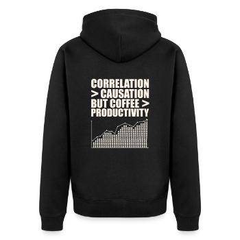 Data Scientists: Correlation Greater - Unisex Premium Organic Zip Hoodie - black - Back - Nico (187cm)