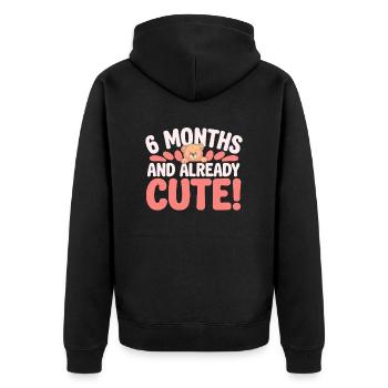 Half-year-old birthday six months and already sweet - Unisex Premium Organic Zip Hoodie - black - Back - Nico (187cm)