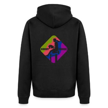 Hobby Horse - Hobby Horse - Riding - Gift - Unisex Premium Organic Zip Hoodie - black - Back - Nico (187cm)