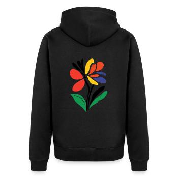 Blumen - Frühling - Sommer - Blüten - Unisex Premium Bio Zip Hoodie - Schwarz - Hinten - Nico (187cm)