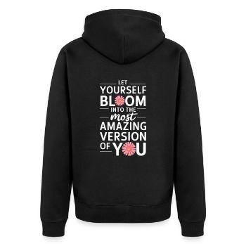 Lass Dich Zur Besten Version Entfalten - Unisex Premium Bio Zip Hoodie - Schwarz - Hinten - Nico (187cm)