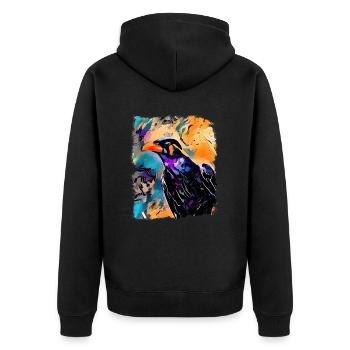 Beo Mynah Starling Colorful Raven Modern Art - Unisex Premium Organic Zip Hoodie - black - Back - Nico (187cm)