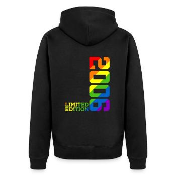 LGBTQ 2006 REGENBOGEN QUEER 19. GEBURTSTAG PRIDE - Unisex Premium Bio Zip Hoodie - Schwarz - Hinten - Nico (187cm)