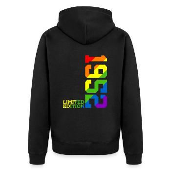LGBTQ 1952 REGENBOGEN QUEER 74. GEBURTSTAG PRIDE - Unisex Premium Bio Zip Hoodie - Schwarz - Hinten - Nico (187cm)