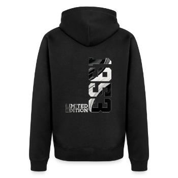 LIMITED EDITION 1953 73RD BIRTHDAY - Unisex Premium Organic Zip Hoodie - black - Back - Nico (187cm)