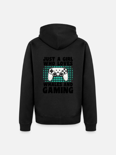Gamer et Baleines : Jeux Vidéo et Aventure Marine - Premium økologisk unisex-hættejakke - sort