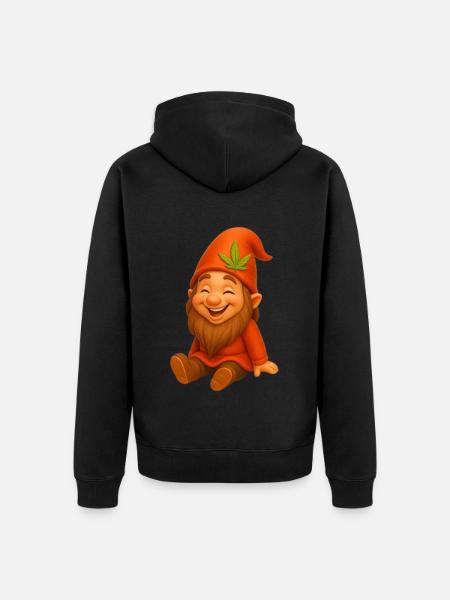Knuffiger Zwerg goldig lachend - Unisex Premium Bio Zip Hoodie - Schwarz