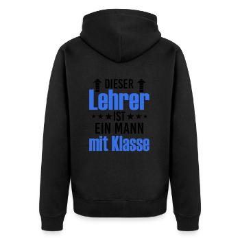 Dieser Lehrer ist ein Mann mit Klasse - Unisex Premium Bio Zip Hoodie - Schwarz - Hinten - Nico (187cm)