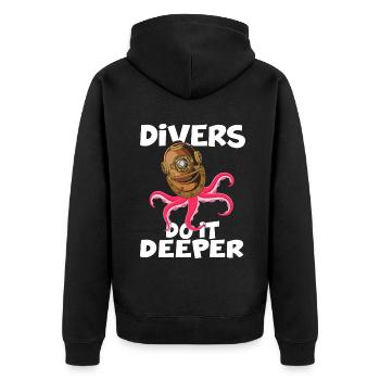 diver dives divers do it deeper - Unisex Premium Organic Zip Hoodie - black - Back - Nico (187cm)
