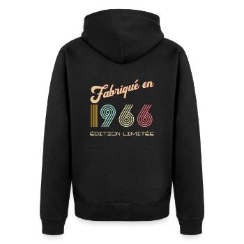 Fabriqué en 1966 Cadeau Vintage Homme - Veste à capuche bio Premium Unisexe - noir - Dos - Nico (187cm)