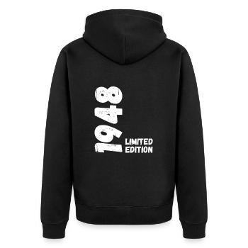 1948 Anniversaire en édition limitée - Veste à capuche bio Premium Unisexe - noir - Dos - Nico (187cm)
