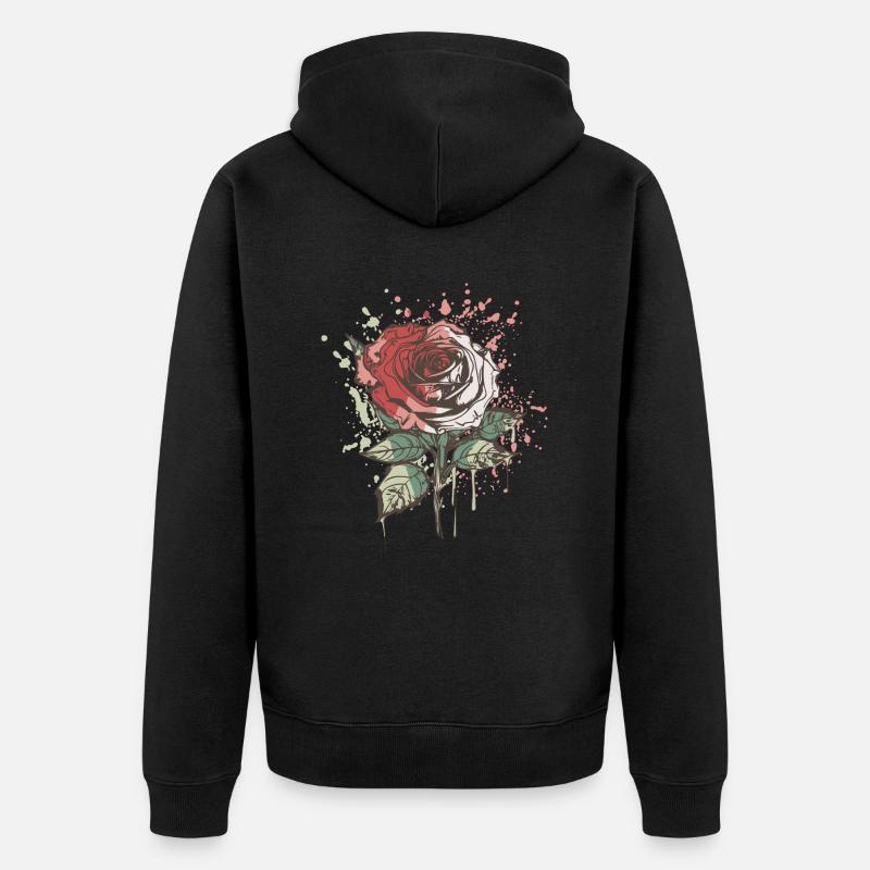 Rose rouge - Veste à capuche bio Premium Unisexe - noir