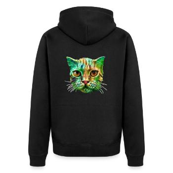 Bunte Katze - Unisex Premium Bio Zip Hoodie - Schwarz - Hinten - Nico (187cm)