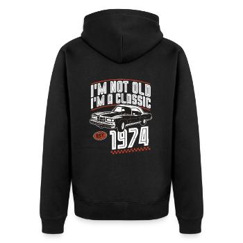 1974 Vintage Vintage Retro Classic Birthday - Unisex Premium Organic Zip Hoodie - black - Back - Nico (187cm)